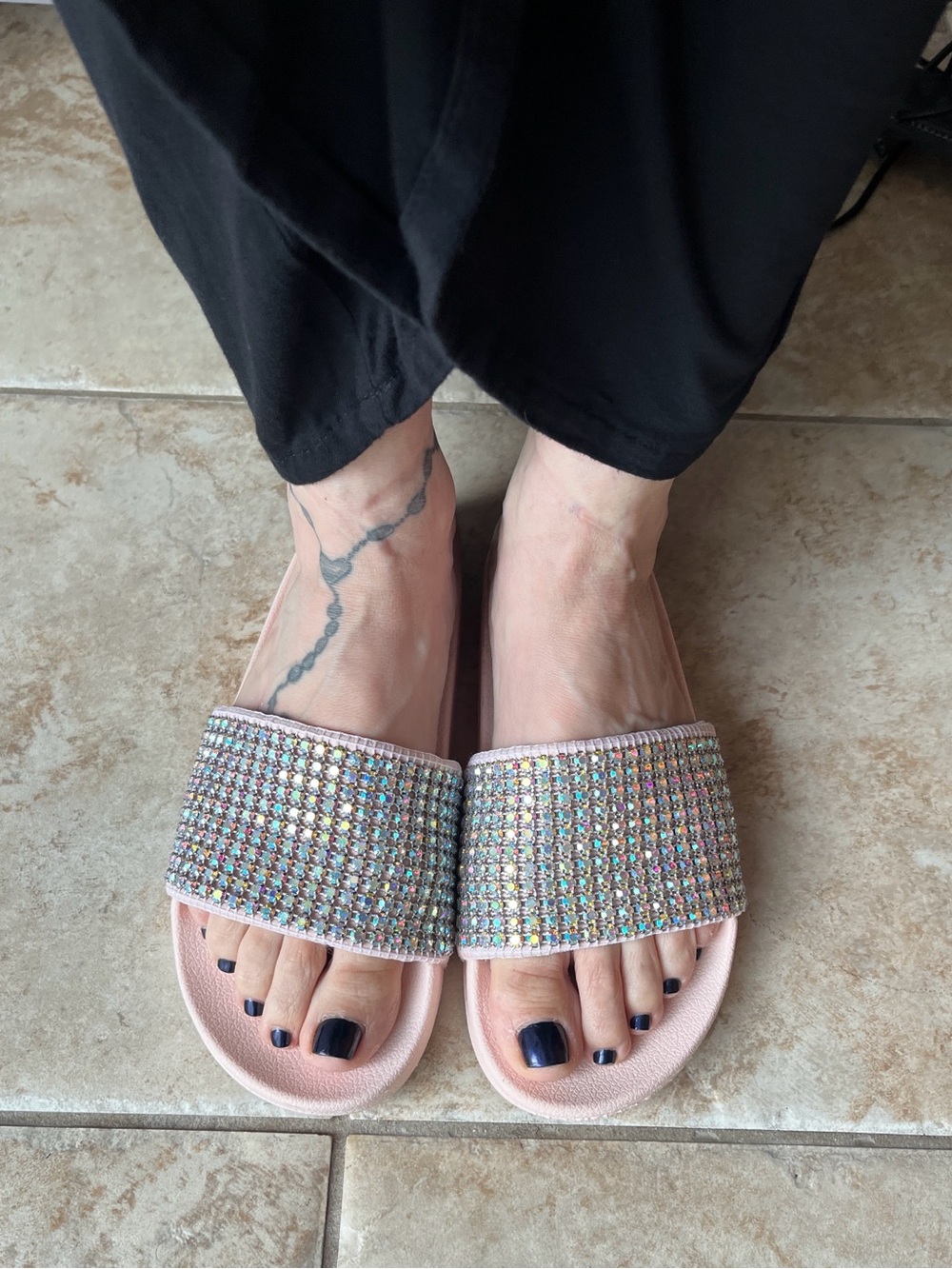 Madden NYC Women's Pink Crystal Slide Sandals 7 - Picture 8 of 15